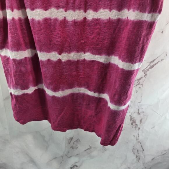 Anthropologie Top Womens Small Pink White Tank Tie Dye Stripe V Cotton Eri Ali - Picture 7 of 8